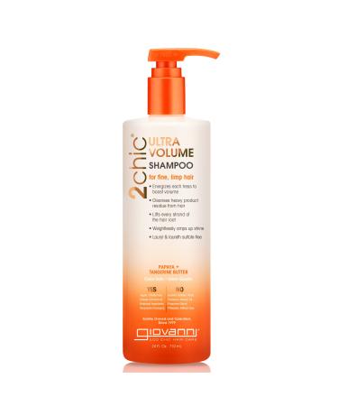 GIOVANNI 2chic Ultra-Volume Shampoo, 24 oz. - Daily Volumizing Formula with Papaya & Tangerine Butter, Promotes Weightless Control for Fine Limp Thin Hair, No Parabens, Color Safe