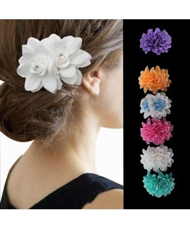 Flower Hair Clip Rose Hair Clips Hair Hairpin for Women Flower Diamond Hair Accessories Boho Bride Hairpins Headpiece for Girls Wedding 6 Pieces White - Buy Online on GoSupps.com
