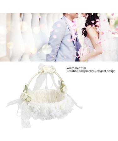 White Wedding Flower Basket Easy Carry Lightweight Wedding Flower Girl Basket for Photography - Buy Online on GoSupps.com
