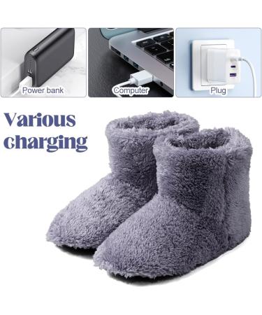Fenyw Electrically Heated Slippers | USB Foot Warmers for Men & Women | Plush Heating Shoes for Indoor & Outdoor Use (Gray) - Buy Online on GoSupps.com