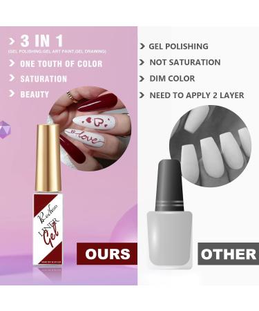 Red & Glitter Gel Liner Nail Art Set for French Manicure & Nail Painting - 2pcs Soak Off Polish for Beginners & DIY Home Salon - Buy Online on GoSupps.com