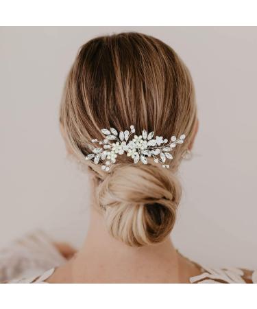 Wedding Hair Accessories Fanvoes Hair Pieces Comb for Brides Bridal - Silver Vintage Headpiece Jewelry Decorations w/Rhinestone Crystal Ivory Pearl for Mother of Bride Bridesmaid Women Flower Girls - Buy Online on GoSupps.com