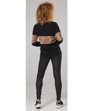 Happy Mama Maternity Cotton Sweatshirt Breastfeeding Access 1292- Black & Anaconda Print - Buy Online on GoSupps.com
