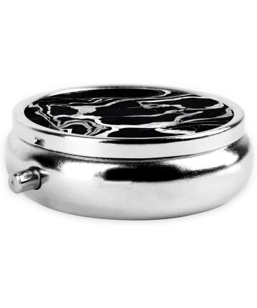 Buy Black and White Marble Round Pill Box | 3 Compartment Portable Travel Organizer for Vitamins & Medicine - Buy Online on GoSupps.com