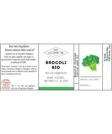 MY COSMETIK Broccoli Vegetable Oil Organic Cosmetics 100 pure and natural Made in France Strengthens and strengthens the hair 100 ml 100 ml 1er Pack - Buy Online on GoSupps.com