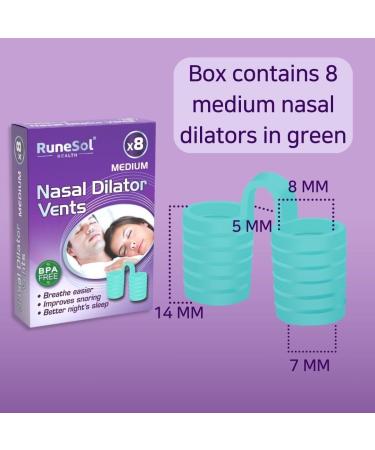 Runesol Snoring Relief Nasal Dilator - Set of 8 Medium Green Nasal Dilators for Men and Women - Anti Snoring Devices and Congestion Relief - Buy Online on GoSupps.com