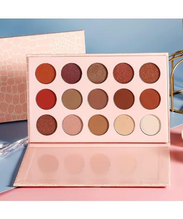 Neutral Eyeshadow Palette - Rose Gold Smokey Red Brown Highly Pigmented Matte Shimmer and Metallic 15 Colors Eye Shadow Pallet - DE LANCI Professional Warm Natural Tone Bronze Eyeshadow For Beginners - Buy Online on GoSupps.com