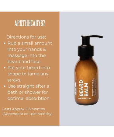 Apothecary 87 Beard Balm | Premium Formulation With Plant Extracts | Lightweight Beard & Skin Moisturiser Nourishes Softens and Conditions Reduces Irritation | 100ml Vanilla & Sandalwood 100 ml (Pack of 1) - Buy Online on GoSupps.com