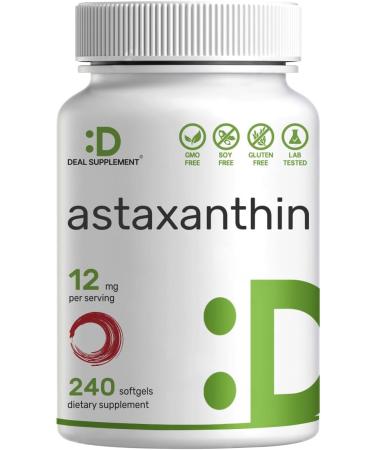 Astaxanthin Supplements 12*mg, 240* Mini Softgels | Haematococcus Pluvialis Microalgae Source – Natural Antioxidant Supplements for Skin, Eyes, Joints, and Immune Support