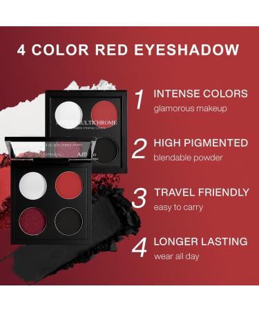  Afflano Gothic Red Eyeshadow Palette Matte Red Black and White Eyeshadow Ultra-Pigmented Chrome Glitter Red Eyeshadow Intensely Black Smokey Palette for Halloween Makeup - Buy Online on GoSupps.com