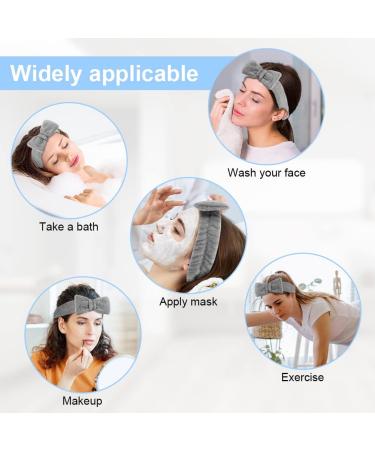 AOMIG Spa Headband for Women - Fluffy Microfiber Elastic Hair Band for Makeup, Shower, Sports - Grey Bowknot Head Band - 1 Pc - Buy Online on GoSupps.com