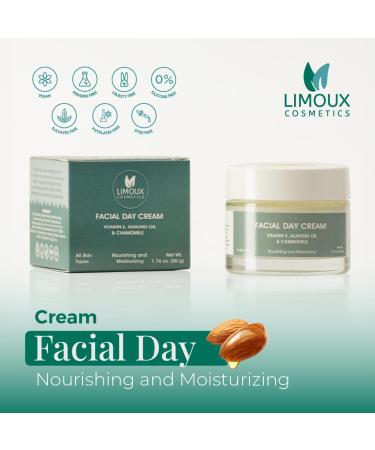 Limoux Moisturizing Day Cream 1.7 oz - Anti-Aging Nourishing Formula with Vitamin E Almonds & Chamomile - Paraben-Free Cruelty-Free Vegan for All Skin Types - Buy Online on GoSupps.com