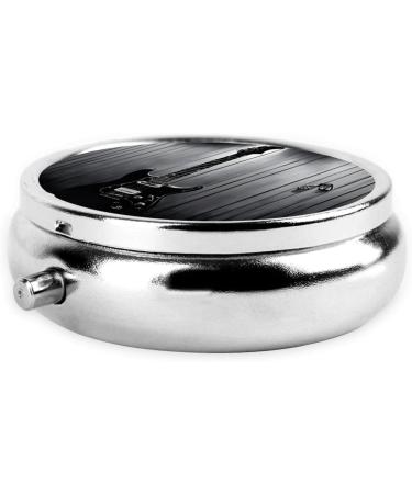 Electric Guitar Mini Round Pill Box - 3 Compartment Portable Medicine Organizer for Travel Home & Office - Buy Online on GoSupps.com