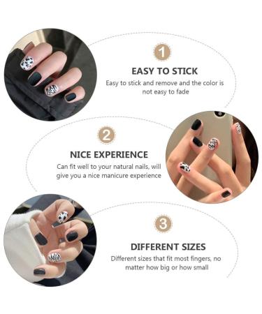 Frcolor Black & White Cow Matt Fake Nails Acrylic Press-On Nail Art Tips | Nightclub-Ready Square Nails for Women - Buy Online on GoSupps.com