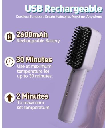 Buy Cordless Hair Straightener Brush - USB Charge Hair Straightening Comb for Women | Fast Heating Travel Brush for All Hair Types - Buy Online on GoSupps.com