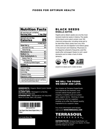 Terrasoul Superfoods Organic Black Cumin Seeds (Nigella Sativa) 1 Lb - Digestive Health  Immunity - Buy Online on GoSupps.com