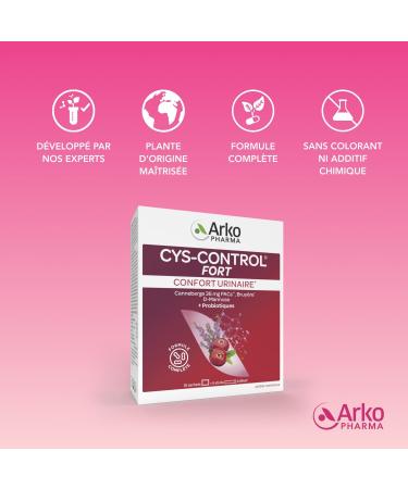 Arkopharma - Cys-Control Fort probiotiques | Confort urinaire - quilibre du microbiote| 10 sachets et 5 sticks diluer Framboise 1 unit (Lot de 1) - Buy Online on GoSupps.com