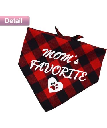 Mother's Day Dog Bandana Set - Plaid Triangle Scarf with Mom's Favorite and I Only Love My Bed Patterns in Red & Blue - Buy Online on GoSupps.com