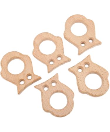 5 Adorable Owl Shaped Wooden Teething Rings - Safe Beech Teething Toys for Babies & DIY Jewelry Making - Buy Online on GoSupps.com