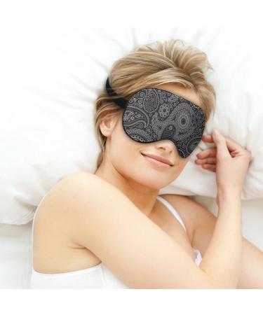 Black and White Paisley Sleep Mask for Women - Adjustable Eye Shades with Elastic Strap for Comfortable Sleep - Buy Online on GoSupps.com