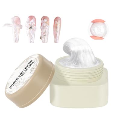 3D Nail Gel - White Carved Non Sticky Gel For Manicure | Solid 3D Nail Rt 5G | Salon Quick Dry Nail Design Supplies | Creative Nail Extension |