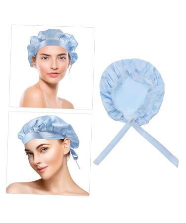 Silk Adjustable Hair Tie Bonnet for Sleeping - Blue | Healeved 1pc Soft Silk Hair Wrap Shower Cap for Night Sleep Care - Buy Online on GoSupps.com