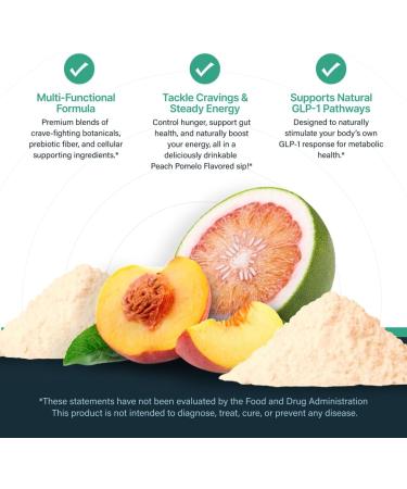GLP-1 Booster | Control Cravings, Appetite Support & Gut Health | High In Fiber & Sugar-Free Drink Mix | GLP1 Supplements Weight Loss Women & Men | Peach Pomelo Flavor | Made In USA | 30 Servings Peach Pomelo 7.83 Ounce (Pa  - Buy Online on GoSupps.com