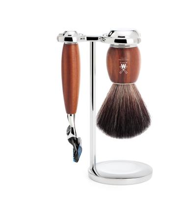 M HLE shaving set - Vivo series - Black Fibre - compatible with Gillette blades - plum wood