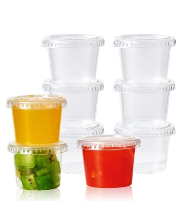 Turbo Bee 200 Sets 1oz Portion Cups with Lids,Jello Shot Cups with Lids, Small Plastic Condiment Containers for Sauce,Souffle Cups 1oz-pc-200