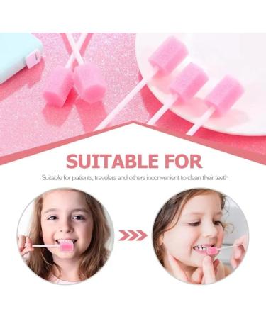 FiTspi 100pcs Disposable Oral Care Sponge Swabs - Pink Dental Swabs for Effective Teeth Cleaning | International Shipping - Buy Online on GoSupps.com