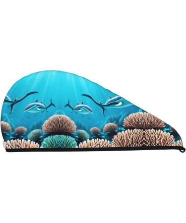 Super Absorbent Deep Sea Whales Hair Cap for Women - Quick Drying Elastic Wrap for Long Thick Hair - Buy Online on GoSupps.com