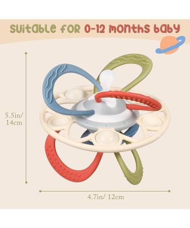Zooawa Baby Teether - BPA-Free Silicone Sensory Toy for Teething Relief | Rattles & Chew Toy for 3-6 Months+ - Easy-to-Hold Beige - Buy Online on GoSupps.com