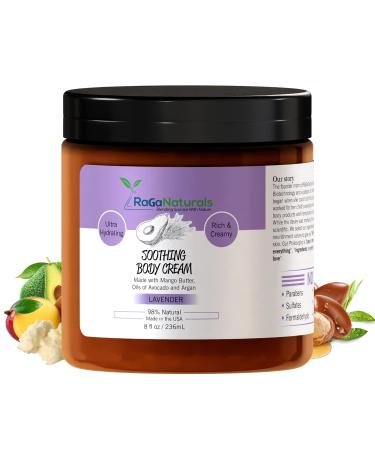 RaGaNaturals Lavender Hand and Body Cream   Calming Mango Butter Body Cream with Argan and Avocado Oil - Plant Based  All Natural  Lavender Essential Oil  No Artificial Flavor  Thick Cream  Vegan  Cruelty-Free  Deeply No...