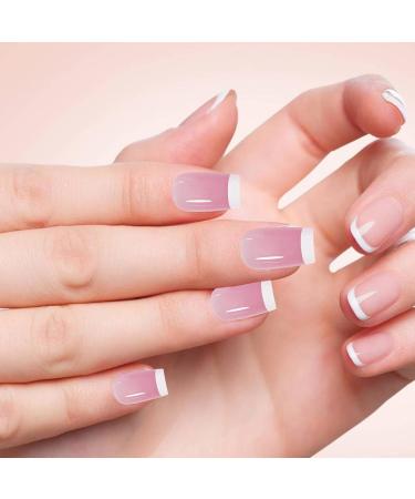 150 -Adhesive False Nails With White French Tips Stick On Full Nails False Nails Wedding Bridal Nails Makeup Supplies 04 - Buy Online on GoSupps.com