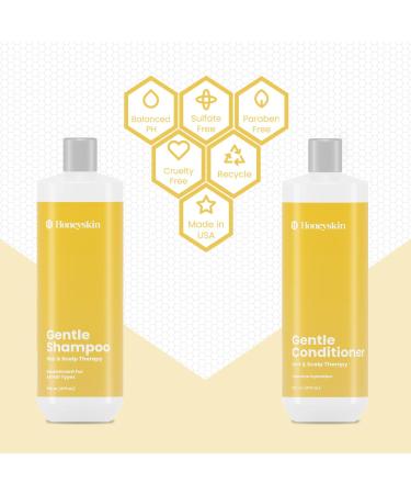 Honeyskin Hair Growth Shampoo & Conditioner Set - Coconut Oil, Manuka Honey & Aloe Vera - Sulfate Free - For Dry & Sensitive Scalp - Color Treated Hair - 16oz (Pack of 2) - Buy Online on GoSupps.com