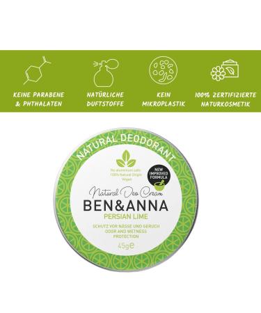 Buy Ben & Anna Natural Persian Lime Cream Deodorant Tin 1.59 oz - Eco-Friendly & Long-Lasting | International Shipping Available - Buy Online on GoSupps.com