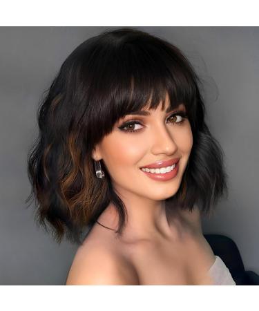 ColorfulPanda Women s Short Bob Wig with Ponytail - Black & Brown Curls Heat-Resistant 14 Inch Cosplay Costume Wig - Buy Online on GoSupps.com