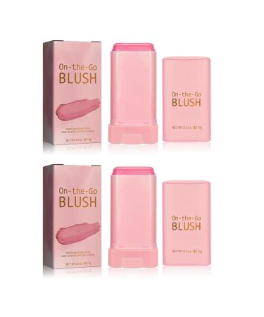 Blush Stick Cream Blush Stick Smooth Solid Moisturizer Stick Highlighter Stick Waterproof Face Makeup Stick for Cheek Eyes Lips (Pink 2PCS) Pink 19 g (Pack of 2)