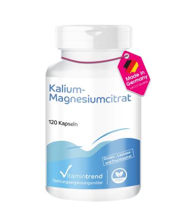 Potassium magnesium citrate - with 900mg of potassium and 240mg of magnesium per daily dose - 120 capsules - highly dosed - vegan - supplements from Germany | Vitamintrend