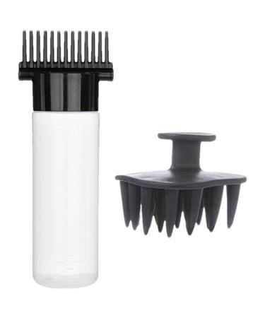Streysisl Comb Bottle Applicator | 180ml Portable Hair Oiling Bottle with Combs Scalp Bottle Applicator Hair Oil Bottle with Comb for Hair Hairdressing Coloring Black Third Generation