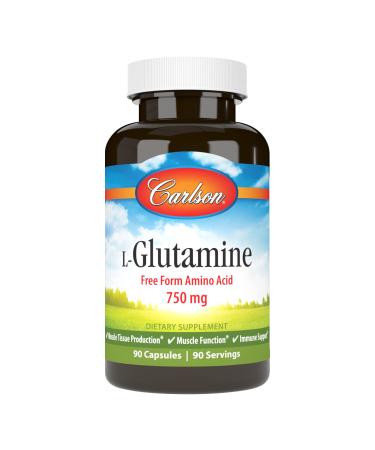 Carlson - L-Glutamine Free-Form Amino Acid 750 mg Muscle Tissue Production 90 Capsules