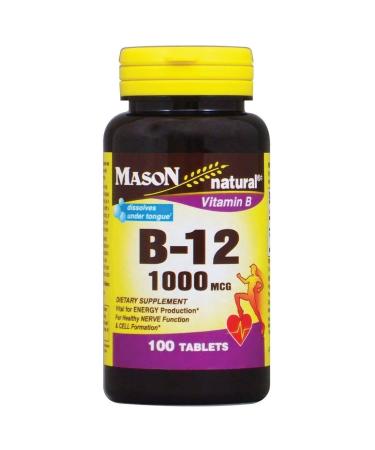 Mason Natural Vitamin B-12 1000mcg 100 Tablets Per Bottle (Pack of 4)