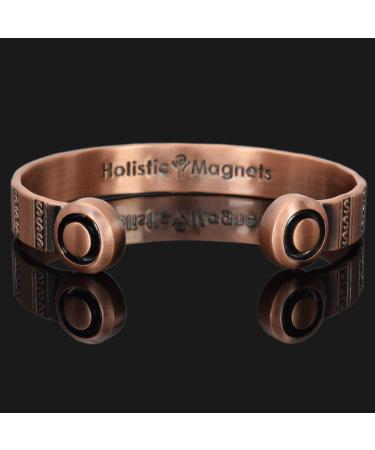 Mens Solid Copper Magnetic Bracelet Copper Bangle Holistic Magnetic Band with Large High Power Neodymium Magnets Unisex Adjustable-HCS (M: Wrist 16.5-19.5cm/6.5-7.6") - Buy Online on GoSupps.com