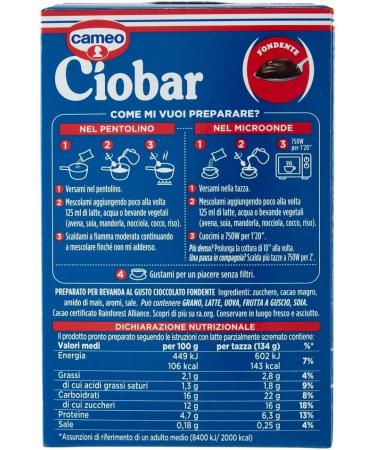  Italian Gourmet E.R. Cameo Ciobar Fondente Thick dense and creamy chocolate 6 x 115 g (30 bags of 23 g) Italian bitter hot drink + Italian Gourmet pulp - Buy Online on GoSupps.com