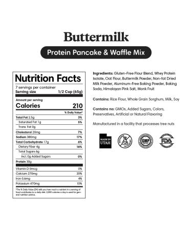 ProDough Shop Buttermilk Pancake and Waffle Mix - Gluten Free  Low Carb  High Protein Pancake Mix - Healthy Pancakes and Waffles for Breakfast or Snack - Buy Online on GoSupps.com