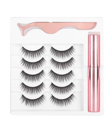 Magnetic Eyelashes and Set Magnet False Eyelashes Magnetic Liquid Tweezers Eyelash Makeup Tool Set with Tweezers and (#051)