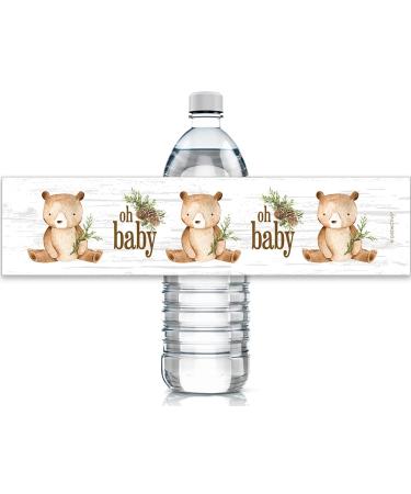Woodland Bear Baby Shower Water Bottle Labels - Brown Bear Waterproof Wrappers - 24 Stickers - Buy Online on GoSupps.com