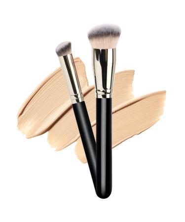 Makeup Brushes Dpolla Pro Foundation Brush and Flawless Concealer Brush Perfect for Any Look Premium Luxe Hair Contour Brush Perfect for Blending Liquid,Buffing,Cream,Sculpting,Mineral Makeup( Black)