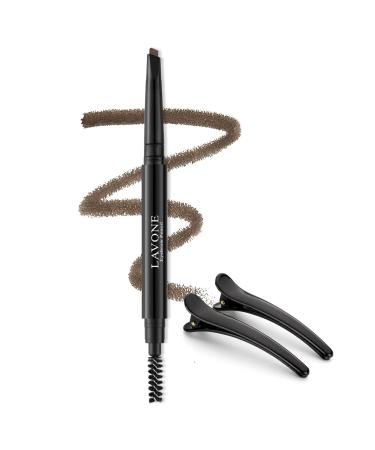 Eyebrow Pencil - Makeup Waterproof Brow Pencil with Triangular Tip  Dual-Sided Brow Brush  Precise  Fine Tip  Shapes  Defines  Fills Brows Creates Natural Looking Brow  with Hair Clips - Dark Brown Dark Brown eyebrow pen...