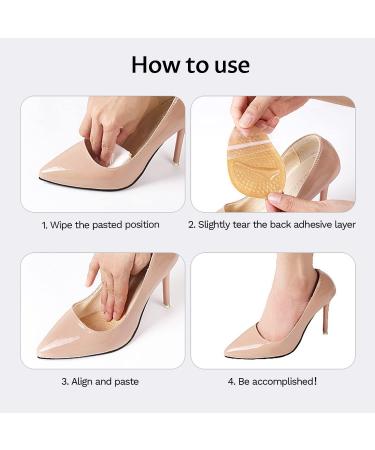 Dawnieee High Heel Insoles - Gel Cushions for Women 6 Pairs of Anti-Slip Forefoot Pads Silicone Inserts for Heel Protection - Black - Buy Online on GoSupps.com